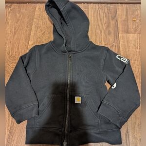 Carhartt Hoodie Infant Toddler 3T Black Full-Zip Logo Sweatshirt Pockets